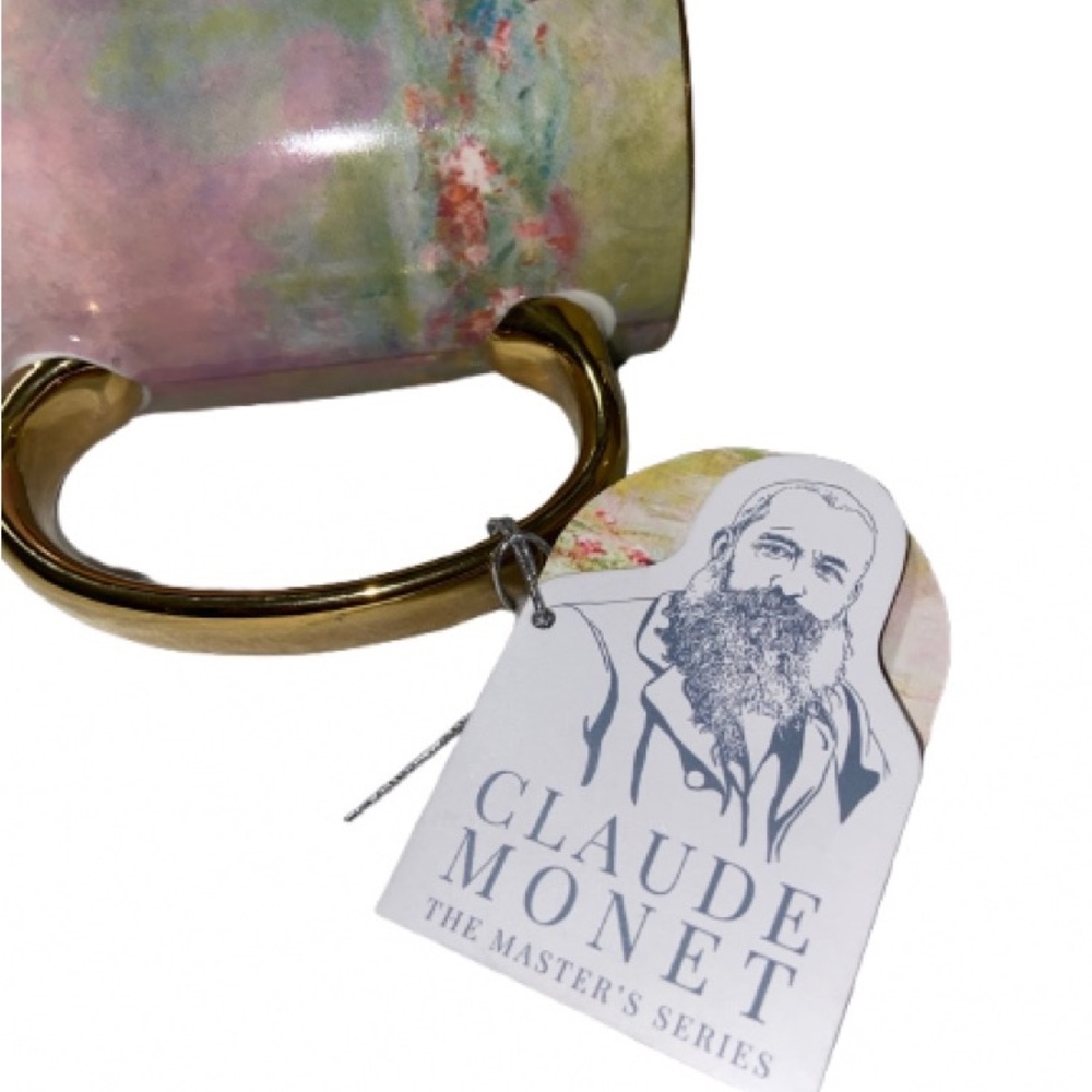 Claude Monet Impressionist Ceramic Mugs with Gold Handle - Pastel Floral - Picture 4 of 4